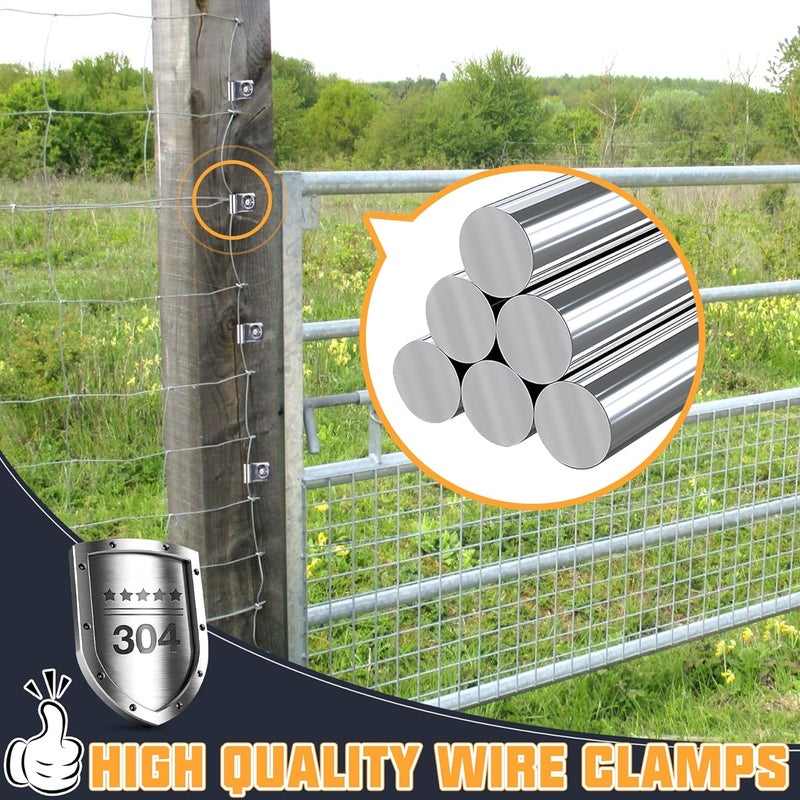 Tottist 120 Pcs Fence Wire Clamps Stainless Steel Fencing Mounting Clips With120 Pcs Stainless Steel Screws for 12-16 Gauge Welded Wire to Wood, Metal or Vinyl Fence(X120 Kit) - Image 4